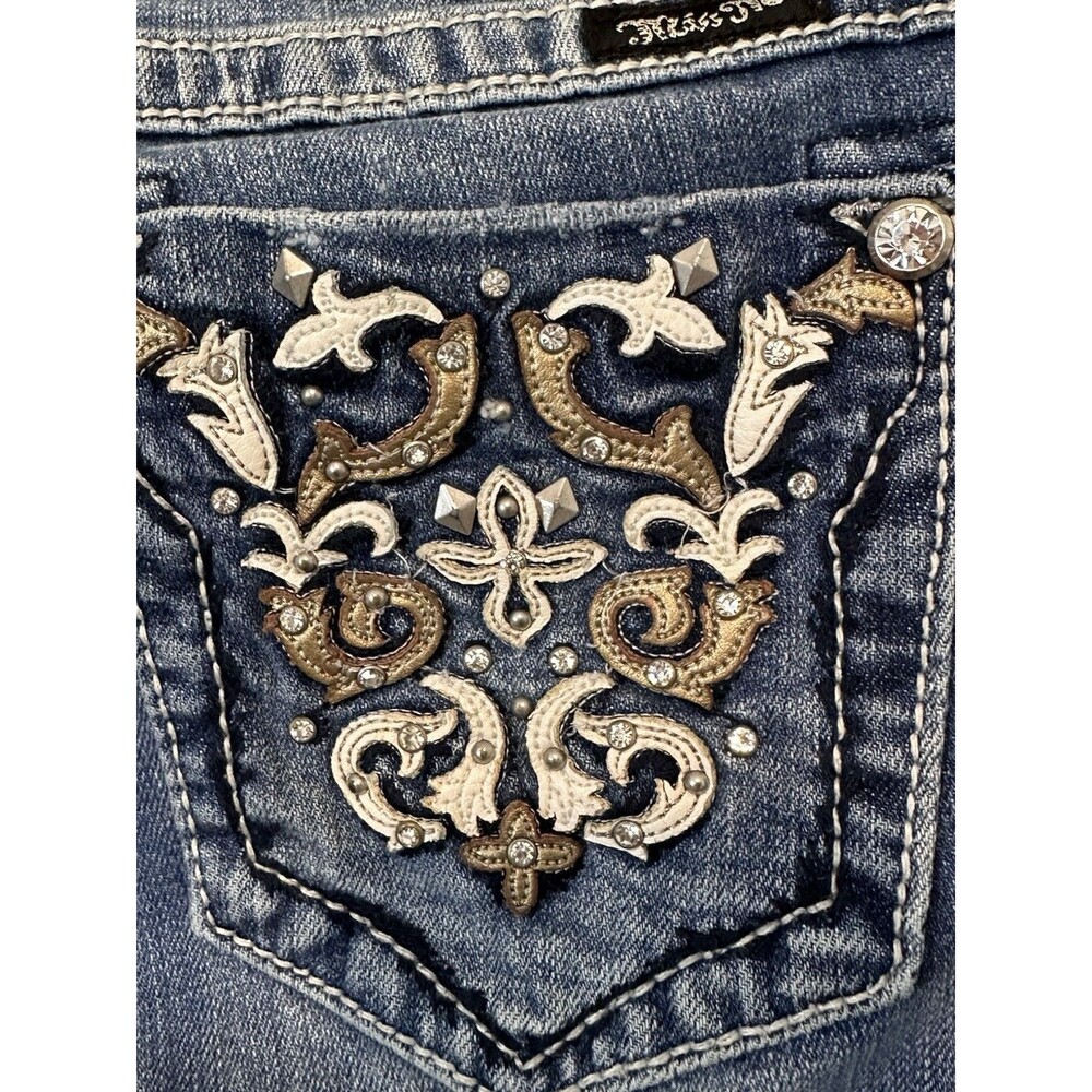 Miss Me Signature Cuffed Capri Jeans 28 x 22 Straight Denim JP5395P2 Rodeo Y2K